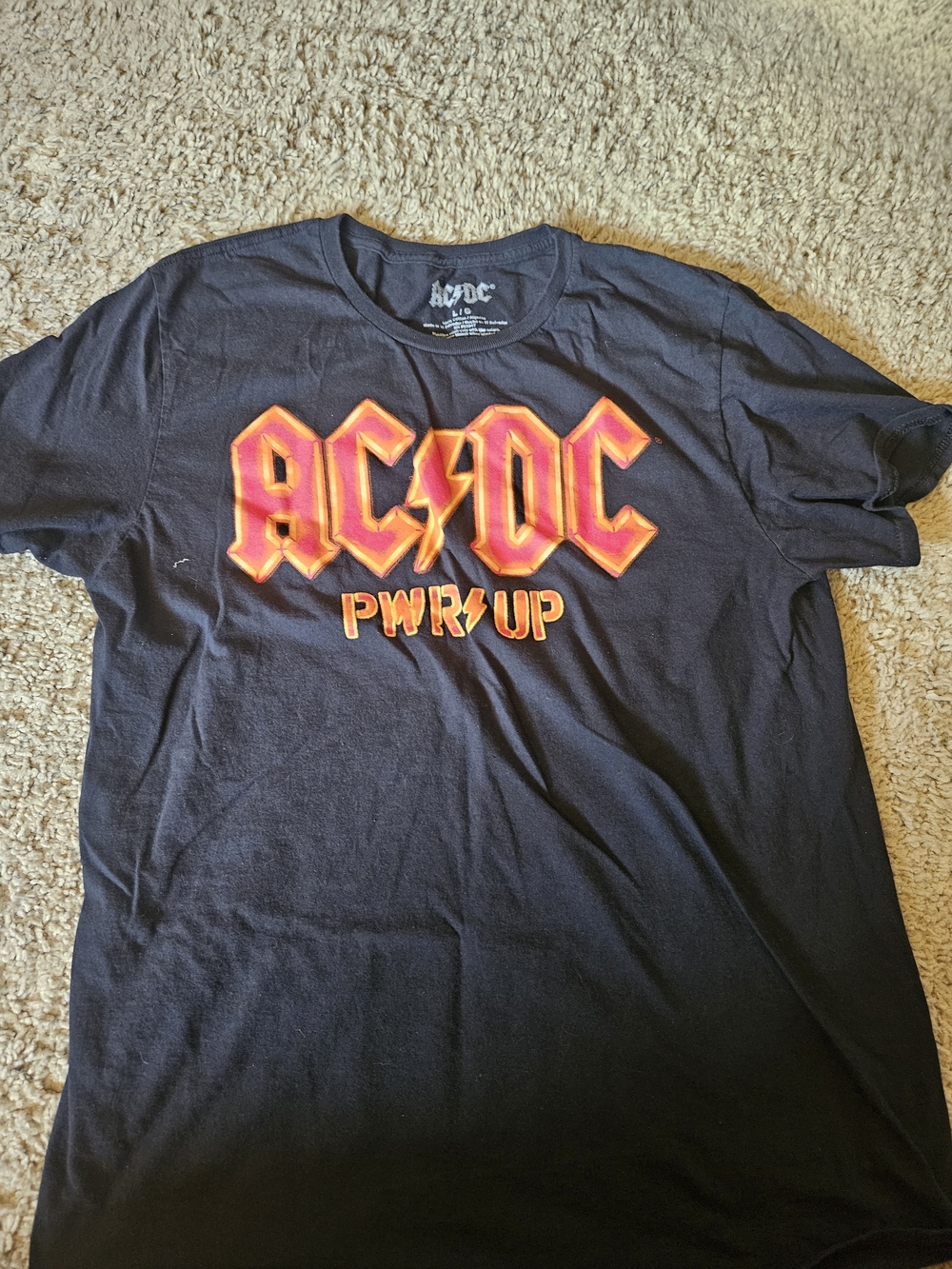 AC/DC Black Tee with Red-Orange Logo